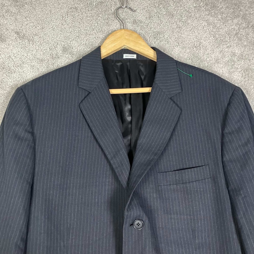Calvin Klein Suit Mens XL 33x32 Grey Pinstripe 3 Button Blazer Trousers Set - Picture 3 of 16